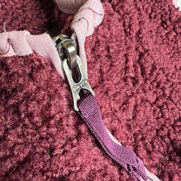 Orvis Women’s Sherpa Fleece Vest Burgundy Pink L Large Zip Front Outdoor Casual - Picture 8 of 9